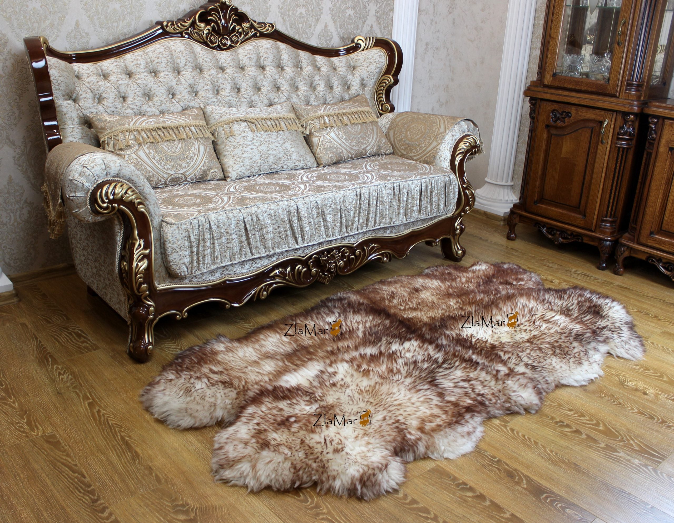 Sheepskin Rug 4-in-1 Copper Ombre (200×110 cm) – Natural Fur Carpet
