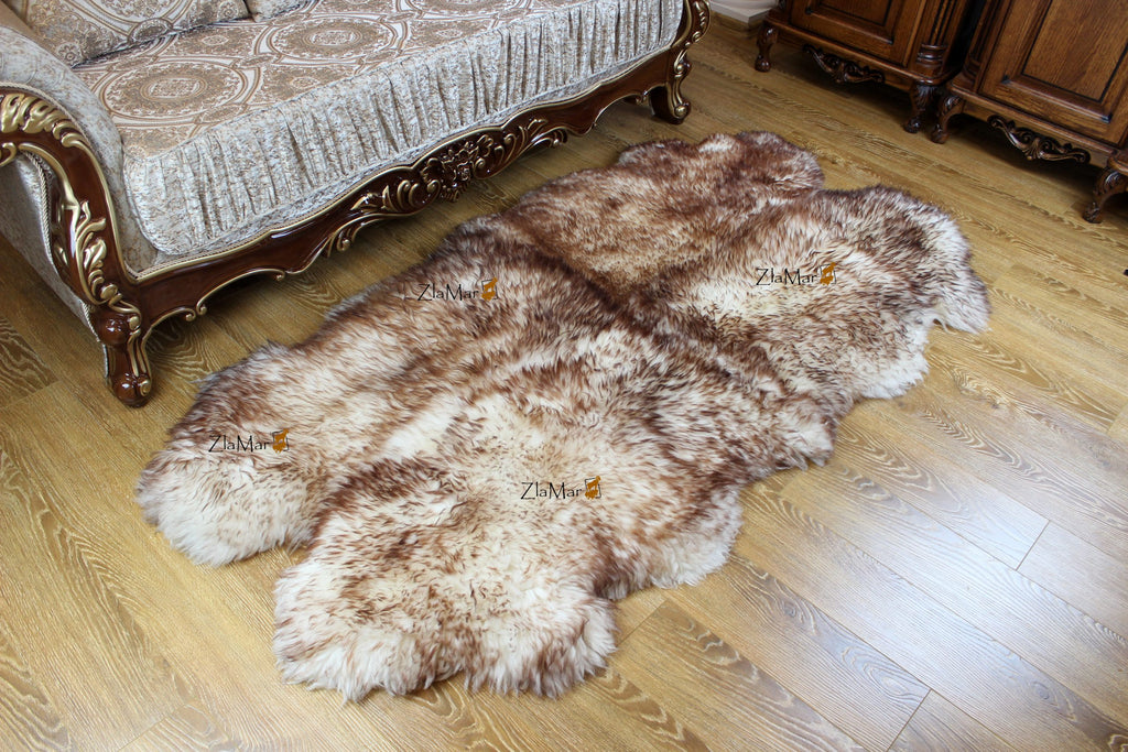 Sheepskin Rug 4-in-1 Copper Ombre (200×110 cm) – Natural Fur Carpet