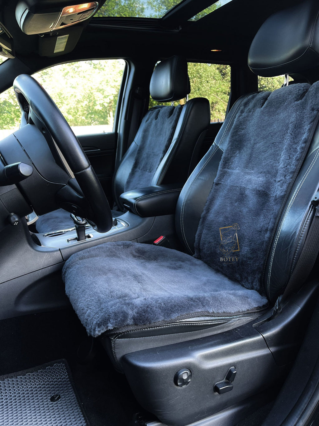 Mini Sheepskin Car Seat Covers Grey (120×56 cm) – Natural Fur Universal Fit