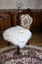 Square Sheepskin Seat Cover 50×50 cm White – Patchwork Natural Wool Cushion