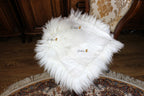Square Sheepskin Seat Cover 50×50 cm White – Patchwork Natural Wool Cushion