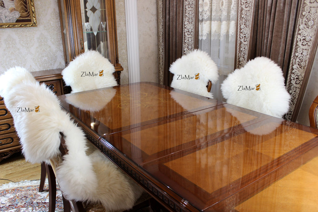 Natural Sheepskin Furniture Cover White 110×60 cm – Wool Throw