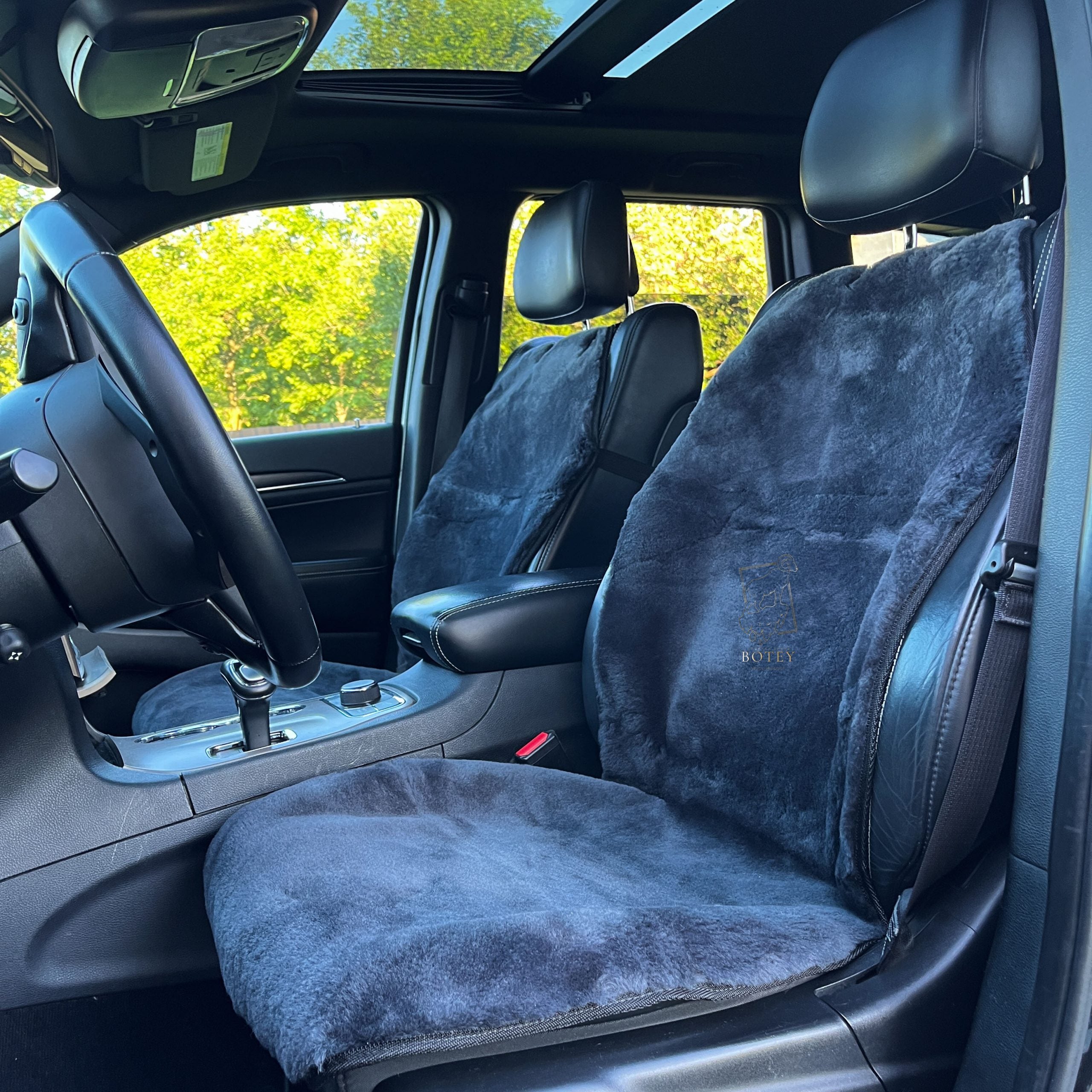 Maxi Sheepskin Car Seat Covers Graphite (120×56 cm) – Natural Fur Universal Fit