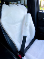 Sheepskin Seat Belt Covers White – Natural Fur Universal Fit