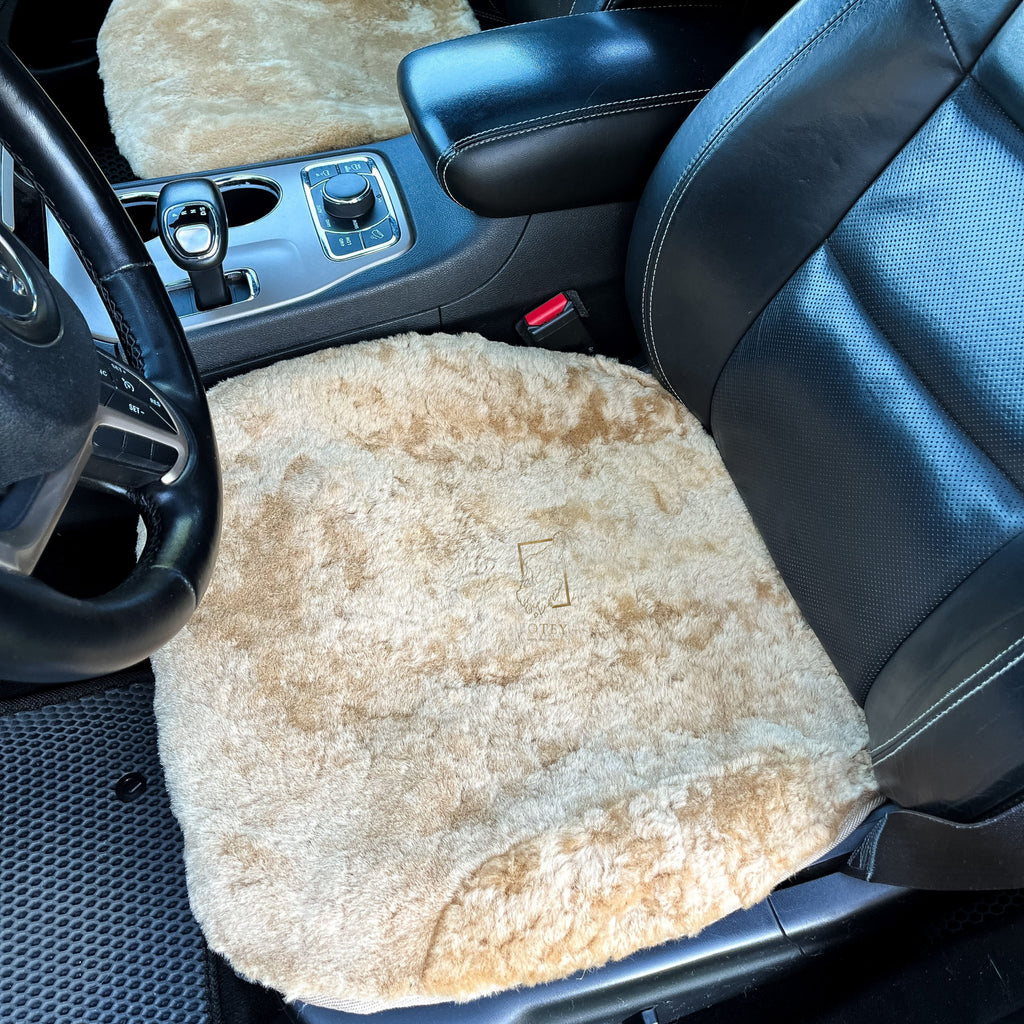 Beige Sheepskin Front Seat Covers – 100% Natural Universal Fit