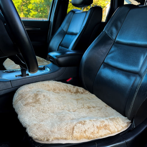 Beige Sheepskin Front Seat Covers – 100% Natural Universal Fit