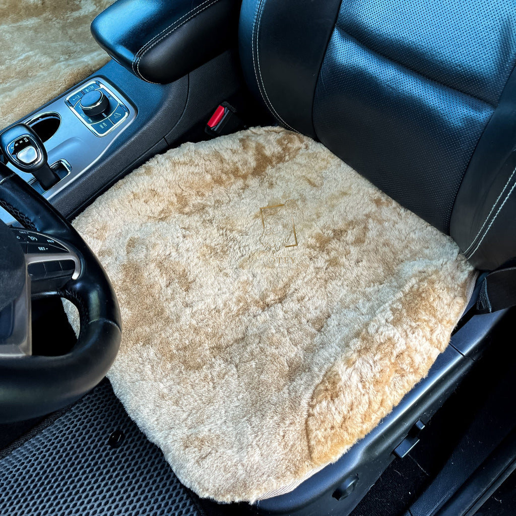 Beige Sheepskin Front Seat Covers – 100% Natural Universal Fit