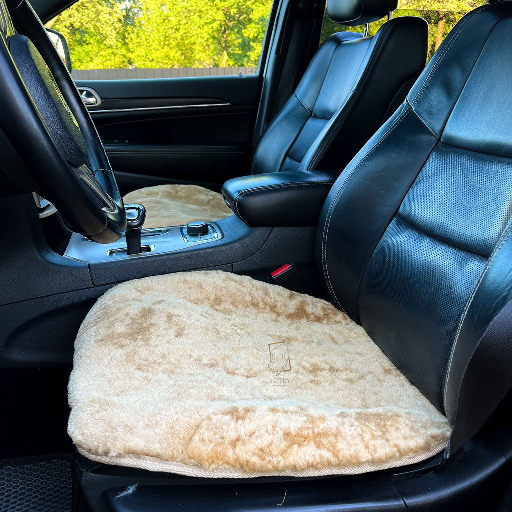 Beige Sheepskin Front Seat Covers – 100% Natural Universal Fit