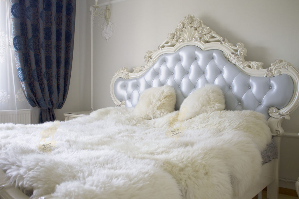 Sheepskin Rug 8-in-1 (200×190 cm) – Natural White Fur Carpet