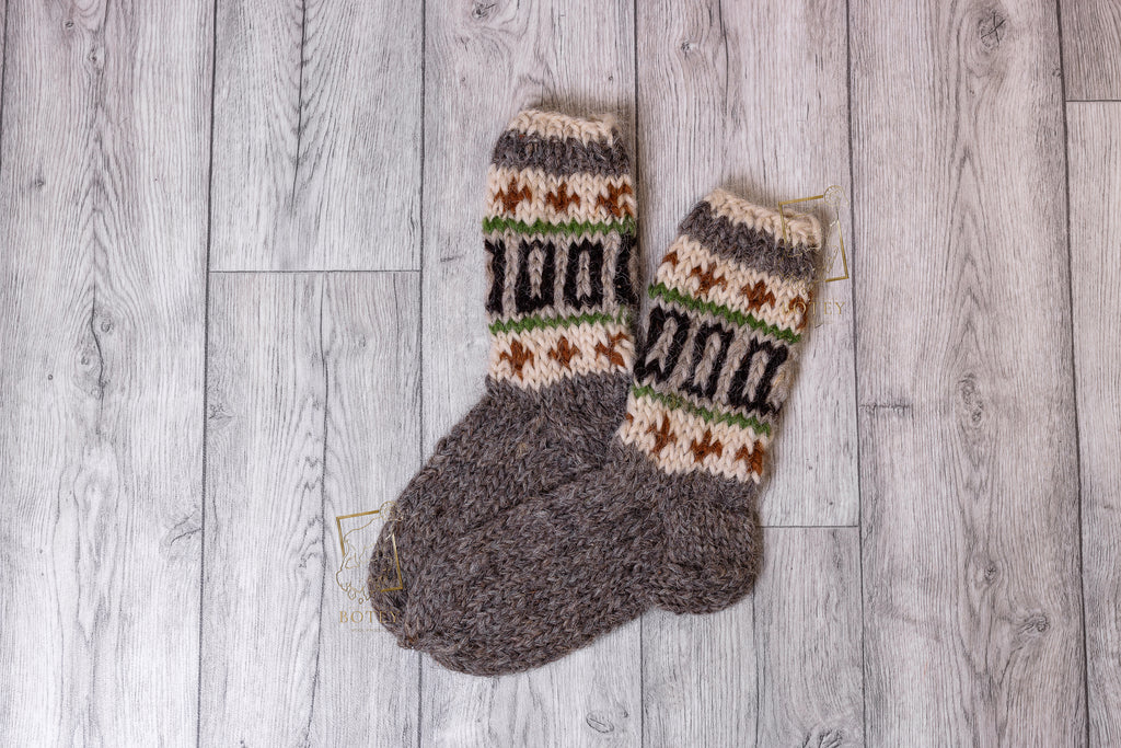 Handmade Wool Socks – Soft Natural Wool Grey Socks for Women (Sizes 36–41)