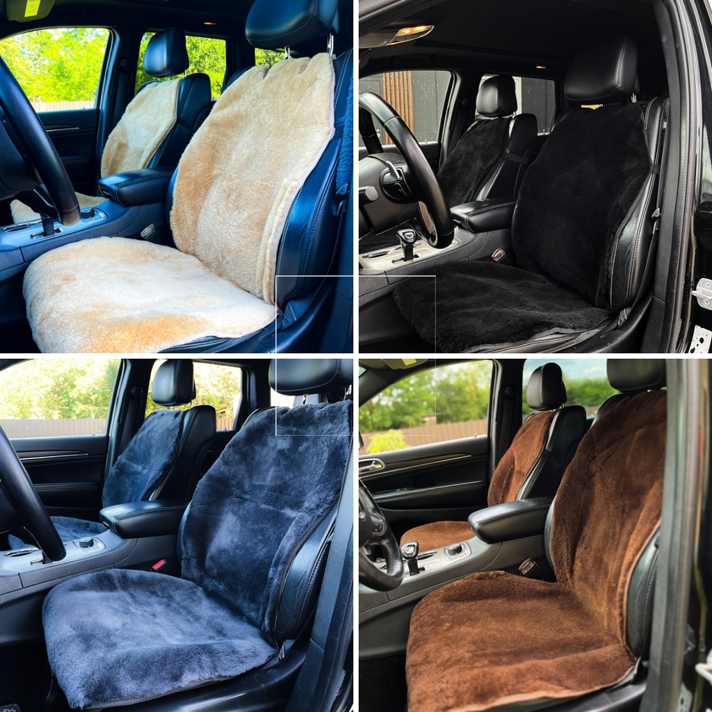 Maxi Sheepskin Car Seat Covers White (120×60 cm) – Natural Fur Universal Fit