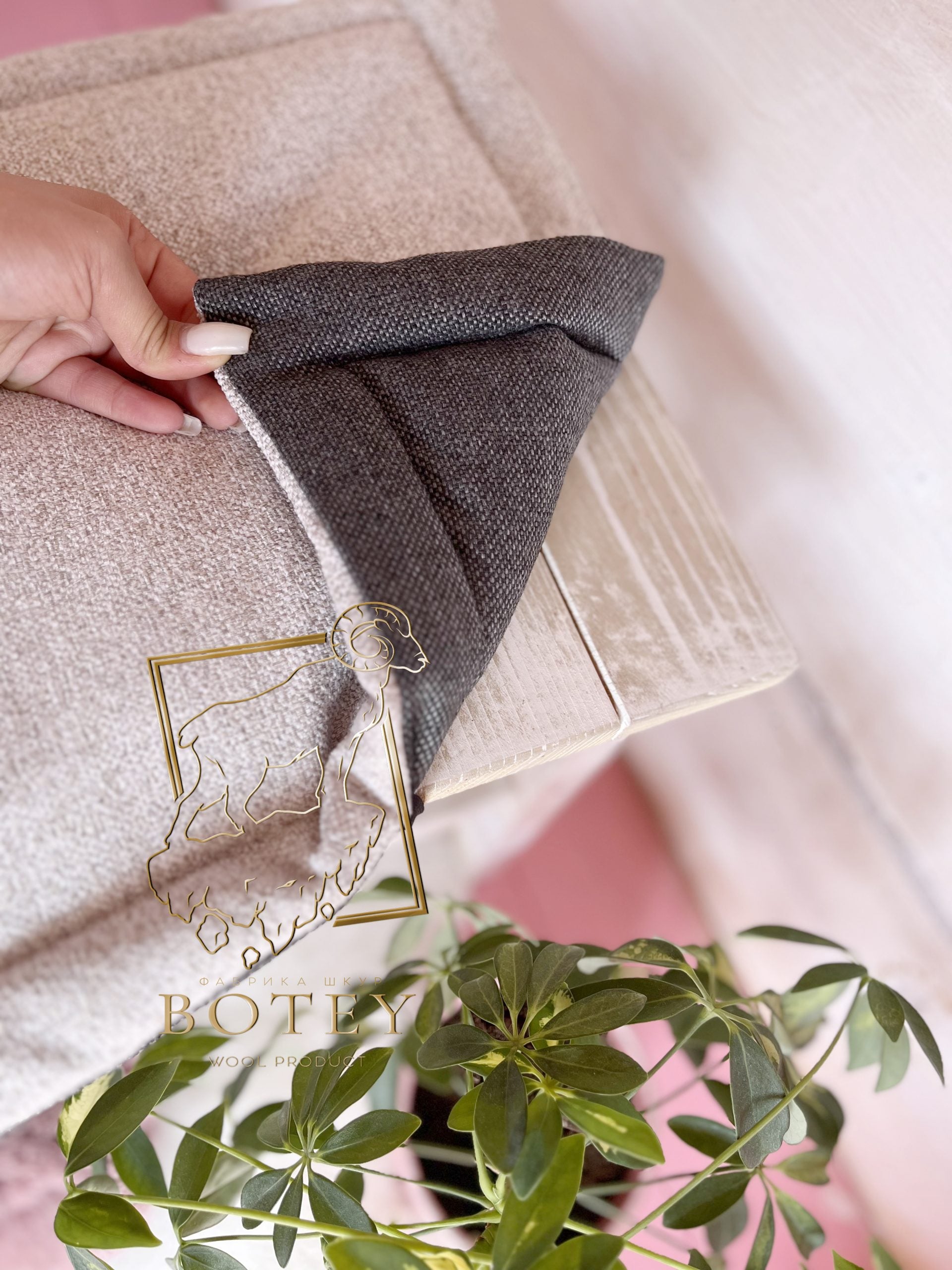 Double-Sided Chair Cushion 40×40 cm Grey – Square Seat Pad with Ties