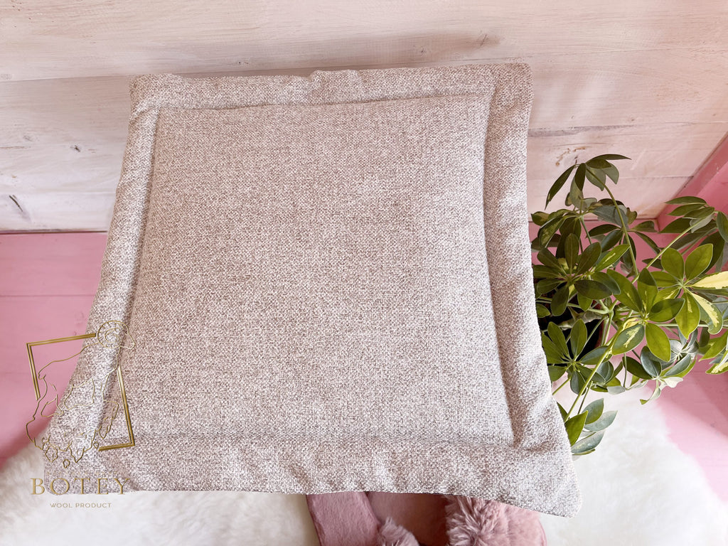 Double-Sided Chair Cushion 40×40 cm Grey – Square Seat Pad with Ties
