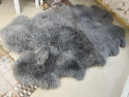 Sheepskin Rug 4-in-1 Grey (200×110 cm) – Natural Fur Carpet