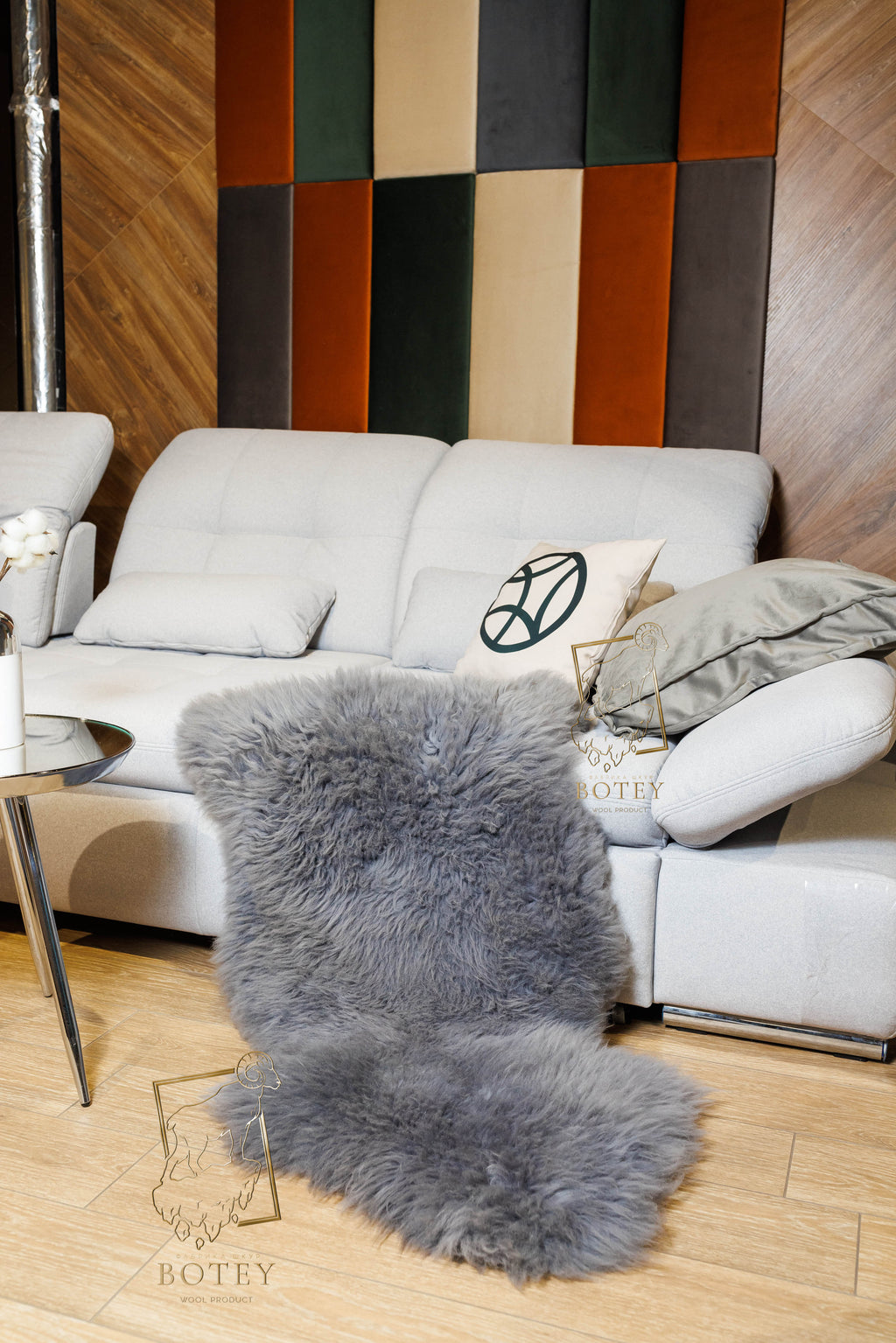Grey Sheepskin 110×60 cm – Natural Wool Rug