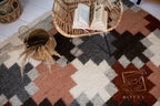 Carpathian Wool Blanket “Pastel Puzzle” 190×220 cm – Premium Handmade Natural Wool