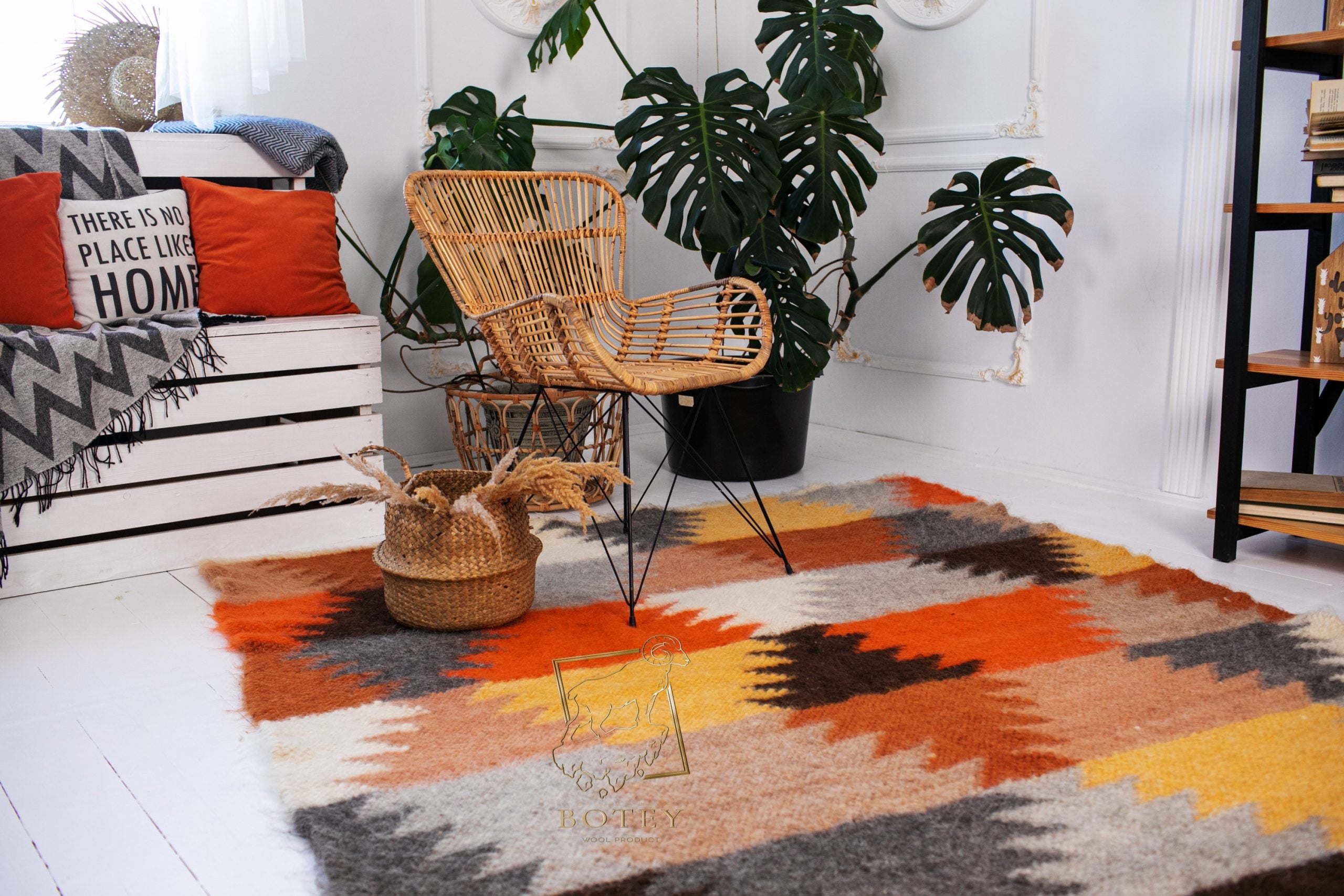 Carpathian Wool Blanket “Glow” 200×220 cm – Premium Handmade Natural Wool