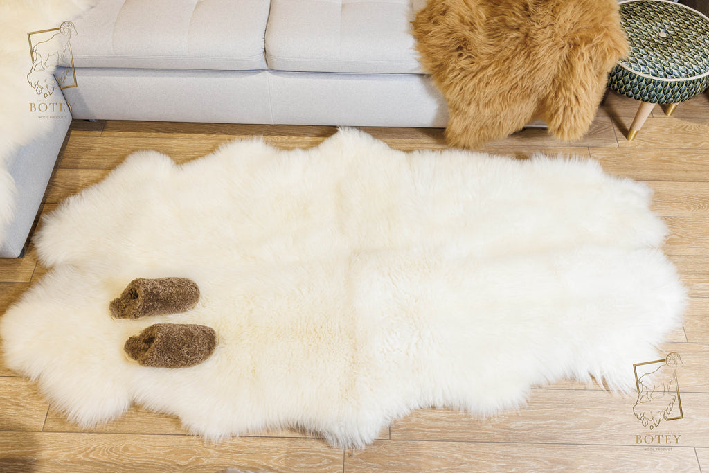 Natural Sheepskin Rug 4-in-1 (200×120 cm) – Soft Premium Fur Carpet