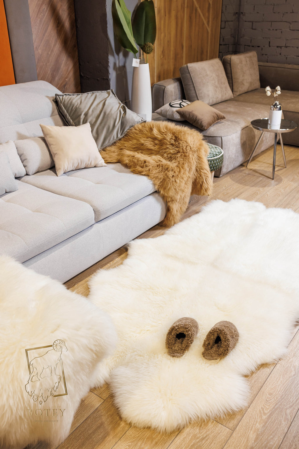 Natural Sheepskin Rug 4-in-1 (200×120 cm) – Soft Premium Fur Carpet