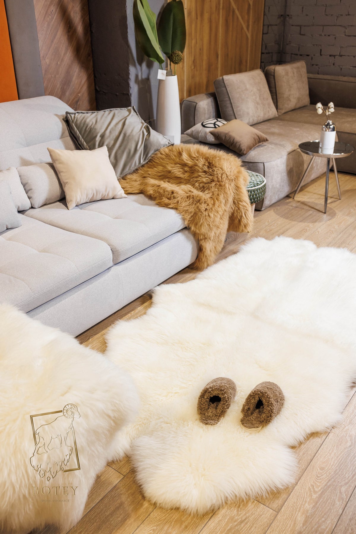 Natural Sheepskin Rug 4-in-1 (200×120 cm) – Soft Premium Fur Carpet
