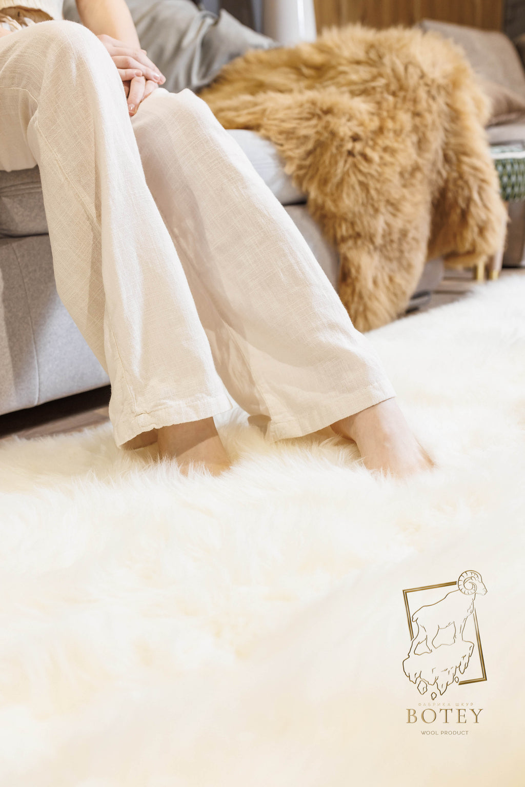 Natural Sheepskin Rug 4-in-1 (200×120 cm) – Soft Premium Fur Carpet