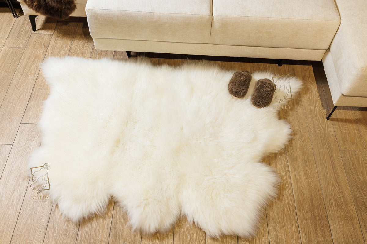 Sheepskin Rug 2-in-1 Wave Design (200×70 cm) – Natural Fur Carpe