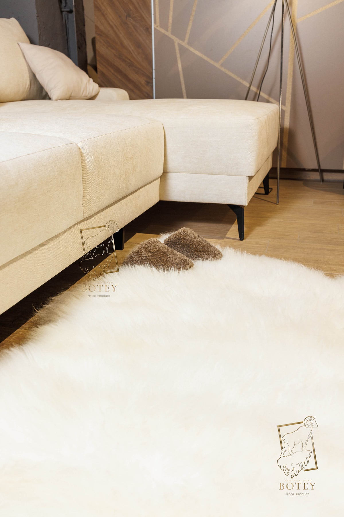 Sheepskin Rug 2-in-1 Wave Design (200×70 cm) – Natural Fur Carpe