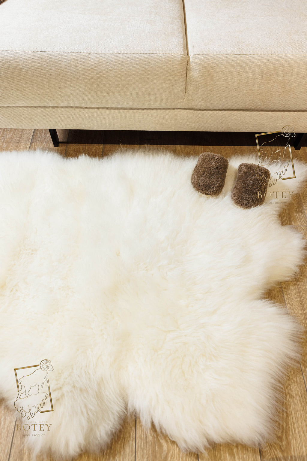 Sheepskin Rug 2-in-1 Wave Design (200×70 cm) – Natural Fur Carpe