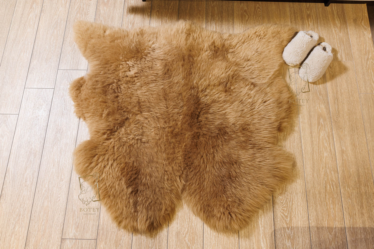 Sheepskin Rug 8-in-1 Brown (200×190 cm) – Natural Fur Carpet