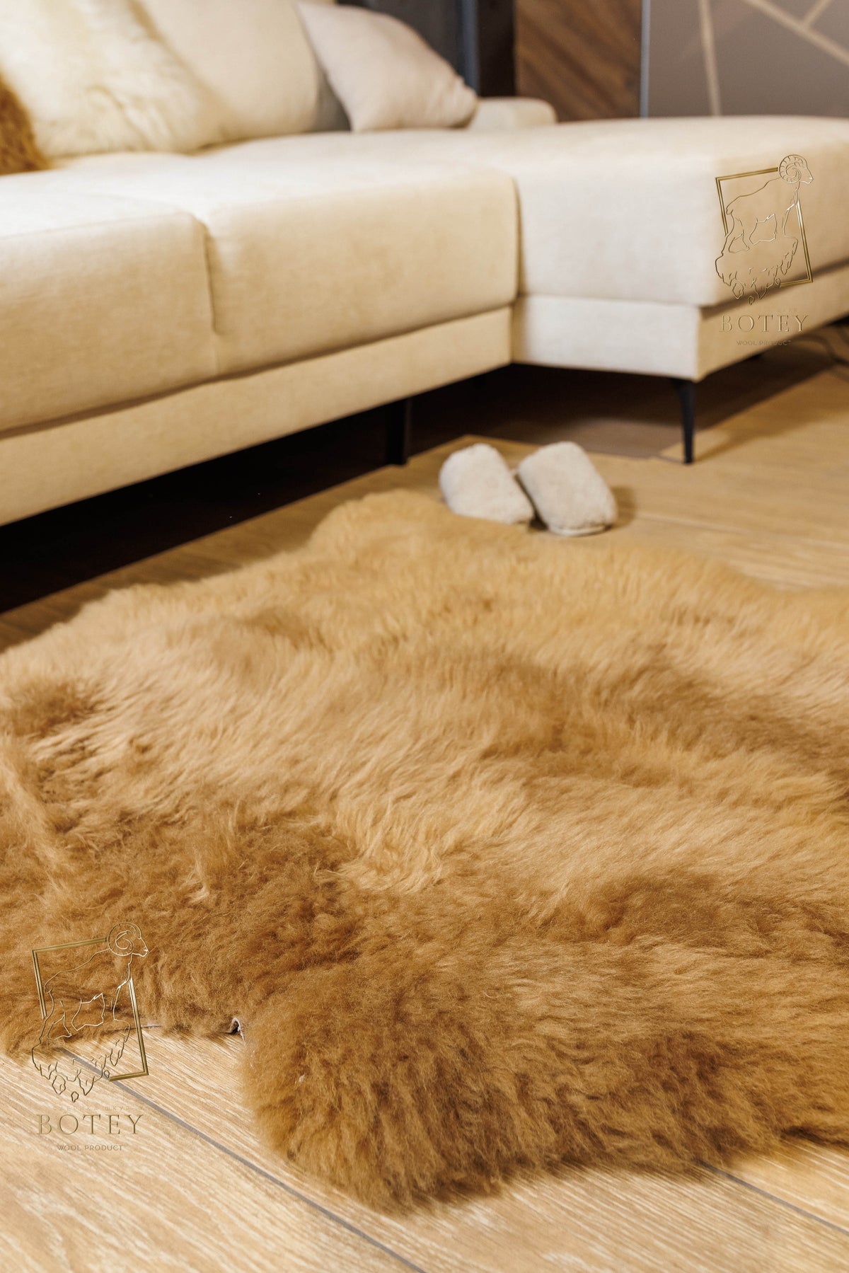Sheepskin Rug 8-in-1 Brown (200×190 cm) – Natural Fur Carpet