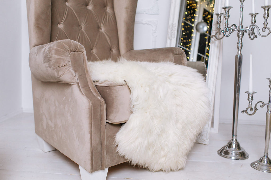 Luxury Sheepskin Rug 120×70 cm – White Long Wool Hide