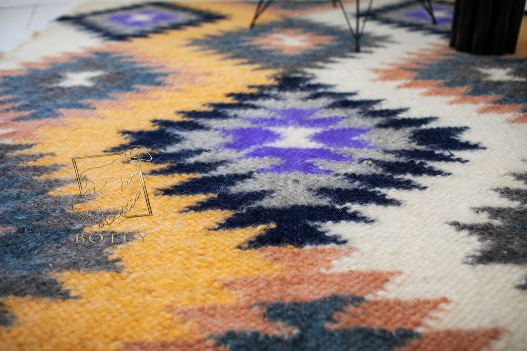 Carpathian Wool Blanket “Stars” 190×220 cm – Premium Handmade Natural Wool