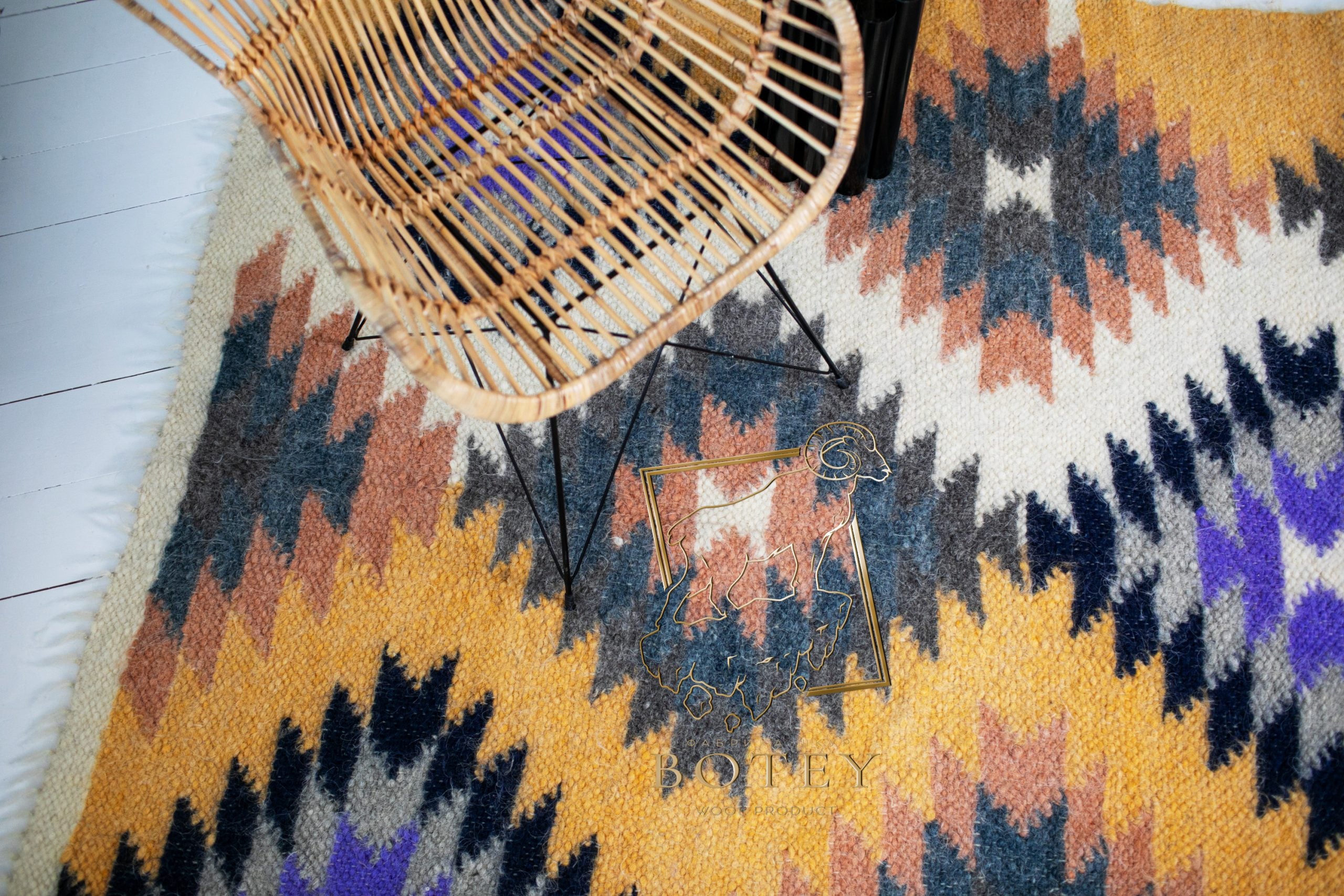 Carpathian Wool Blanket “Stars” 190×220 cm – Premium Handmade Natural Wool