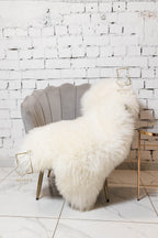 White Sheepskin Rug Medium Wool 120×70 cm – Natural Hide