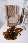 Brown & White Sheepskin 100×70 cm – Natural Wool Rug
