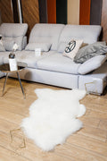 Natural White Sheepskin 110×65 cm – Soft Wool Rug & Furniture Cover