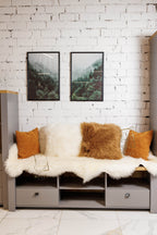 White Sheepskin Caramel Pillow 40×40 cm – Natural Fur Cushion