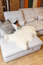 Natural White Sheepskin 110×65 cm – Soft Wool Rug & Furniture Cover