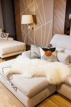 Natural White Sheepskin 110×65 cm – Soft Wool Rug & Furniture Cover