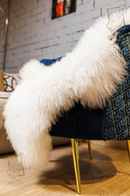 White Sheepskin “Snow White” 120×70 cm – Premium Long Wool Hide
