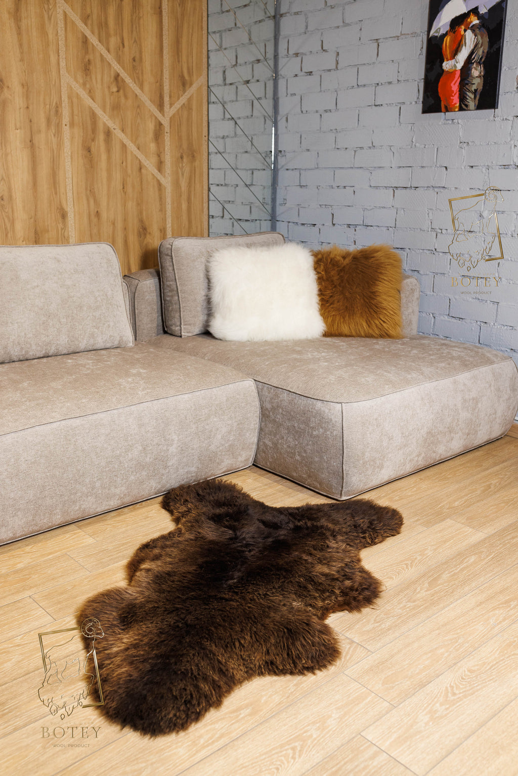 Dyed Brown Sheepskin 110×65 cm – Natural Wool Rug