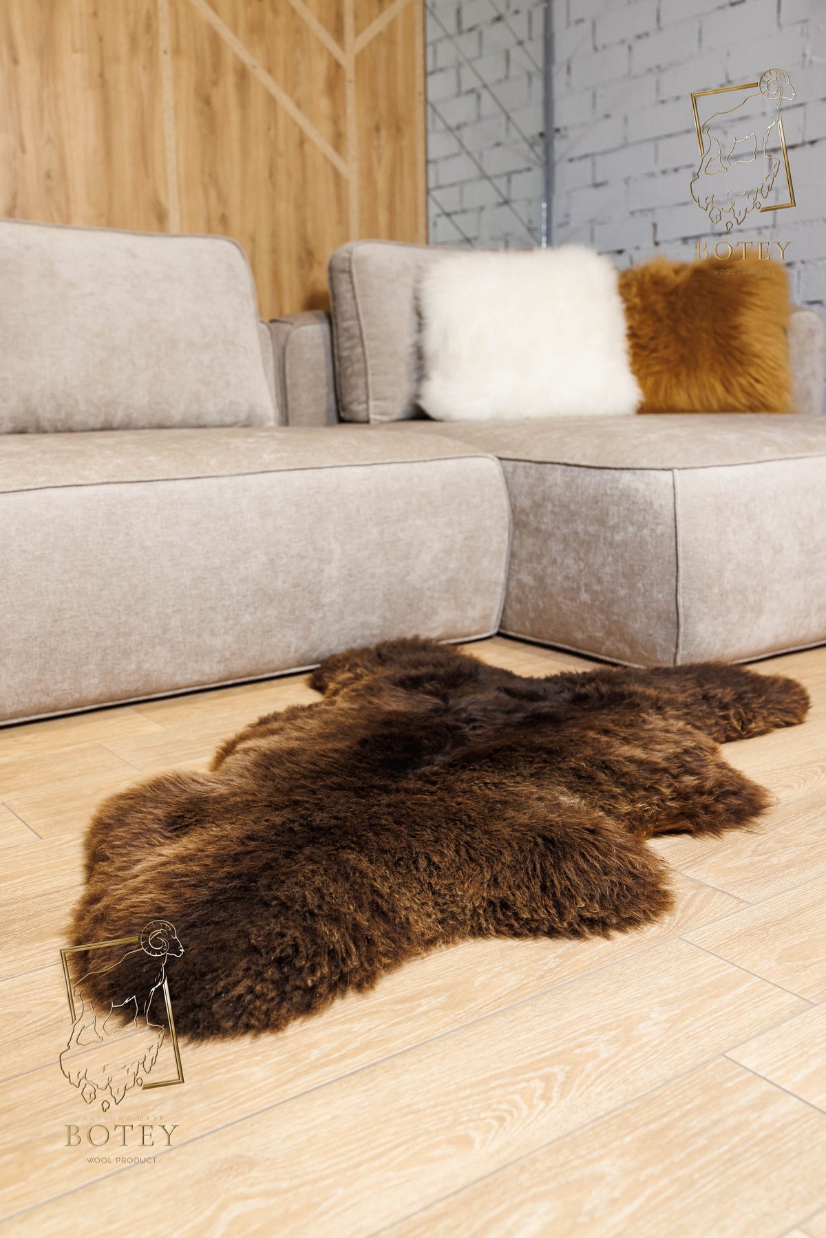 Dyed Brown Sheepskin 110×65 cm – Natural Wool Rug