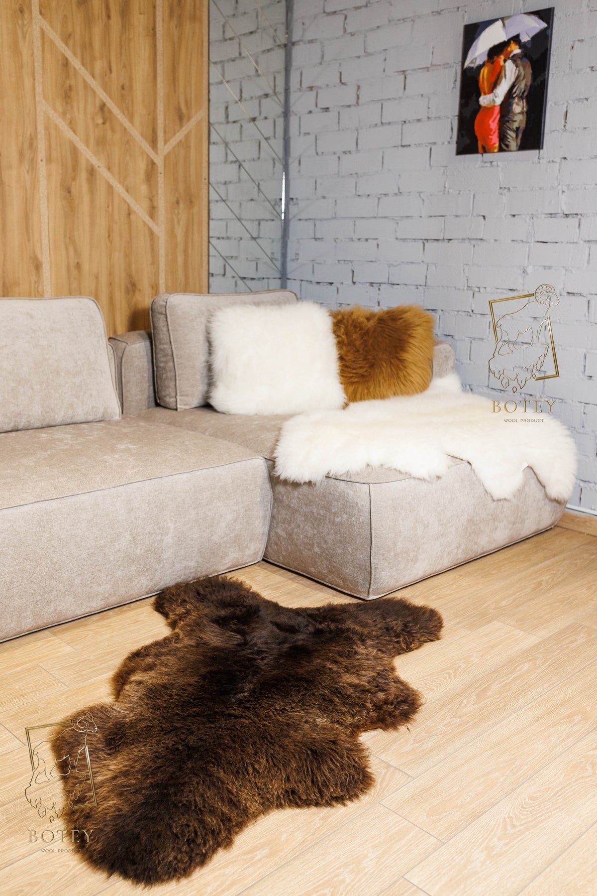 Dyed Brown Sheepskin 110×65 cm – Natural Wool Rug