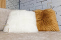 Fluffy White Sheepskin Cushion 40×40 cm – Natural Fur Decorative Pillow