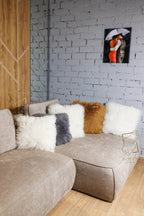 Handmade Sheepskin Grey Pillow 40×40 cm – Natural Fur Cushion