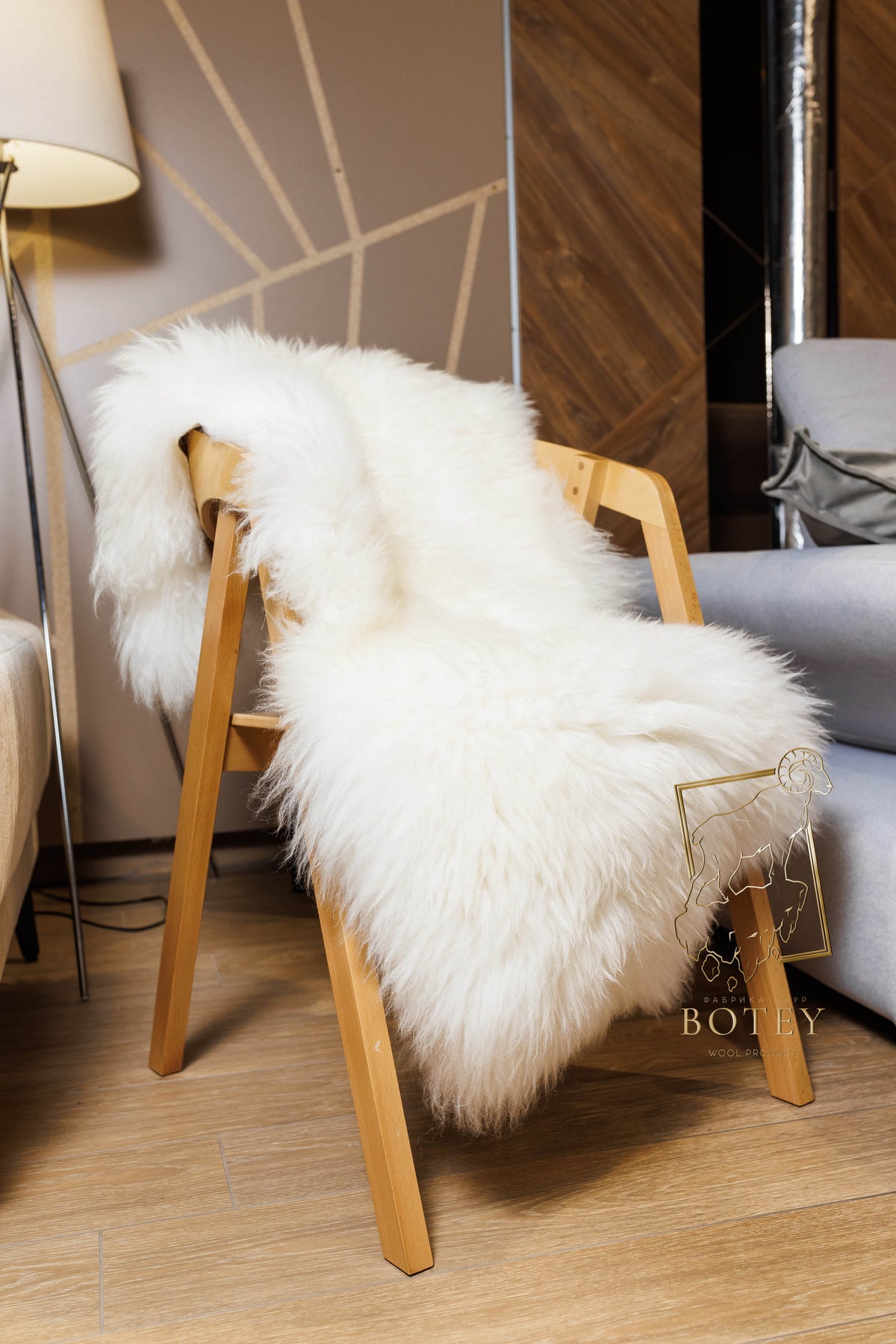 White Sheepskin Rug 100×60 cm – Natural Wool Hide