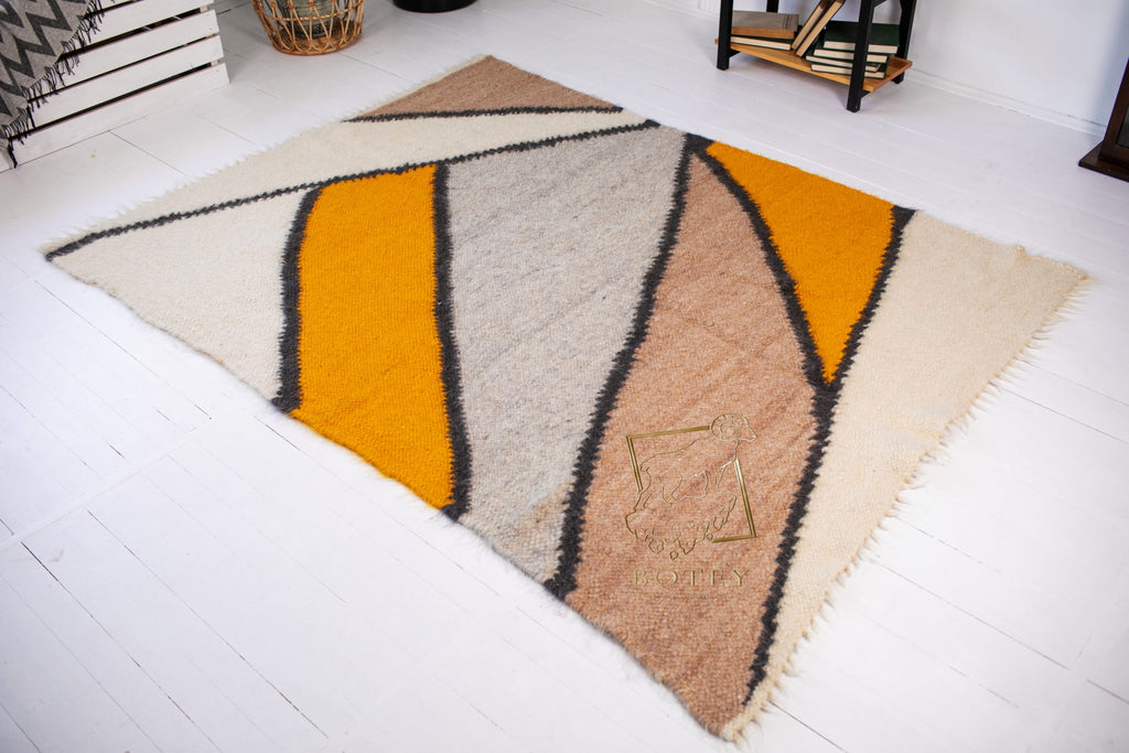 Carpathian Wool Blanket “Stained Glass” 190×220 cm – Premium Handmade Natural Wool