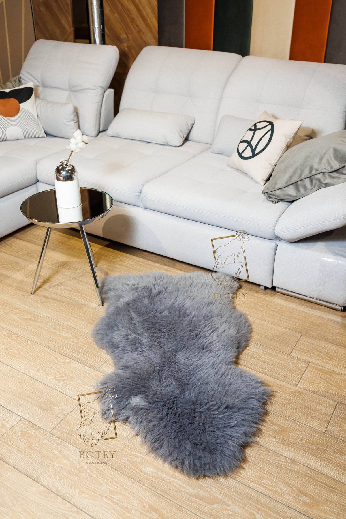 Grey Sheepskin 110×60 cm – Natural Wool Rug