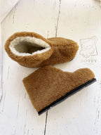 High Sheepskin Slippers Copper – Warm Natural Wool Home Boots with Felt Sole (Sizes 36–41)
