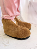 High Sheepskin Slippers Copper – Warm Natural Wool Home Boots with Felt Sole (Sizes 36–41)